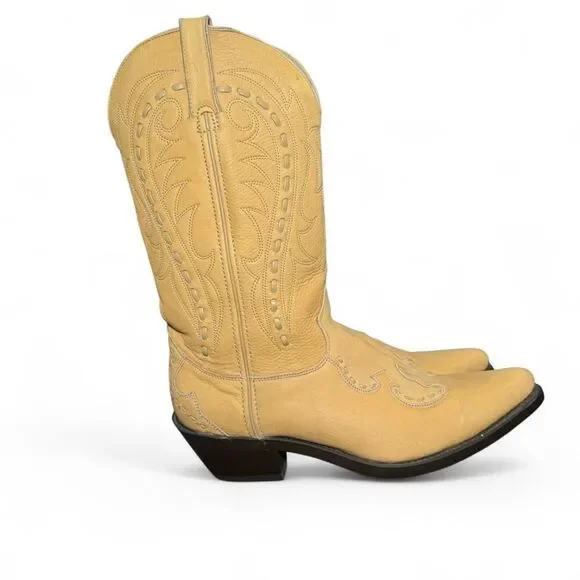 Durango DB541 Men’s Western Cowboy Boots Size 8 EE Tan Leather Pointed Toe Rodeo